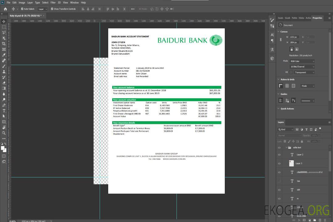 Relevé de la banque Brunei Baiduri template Relevé de la banque Brunei Baiduri template